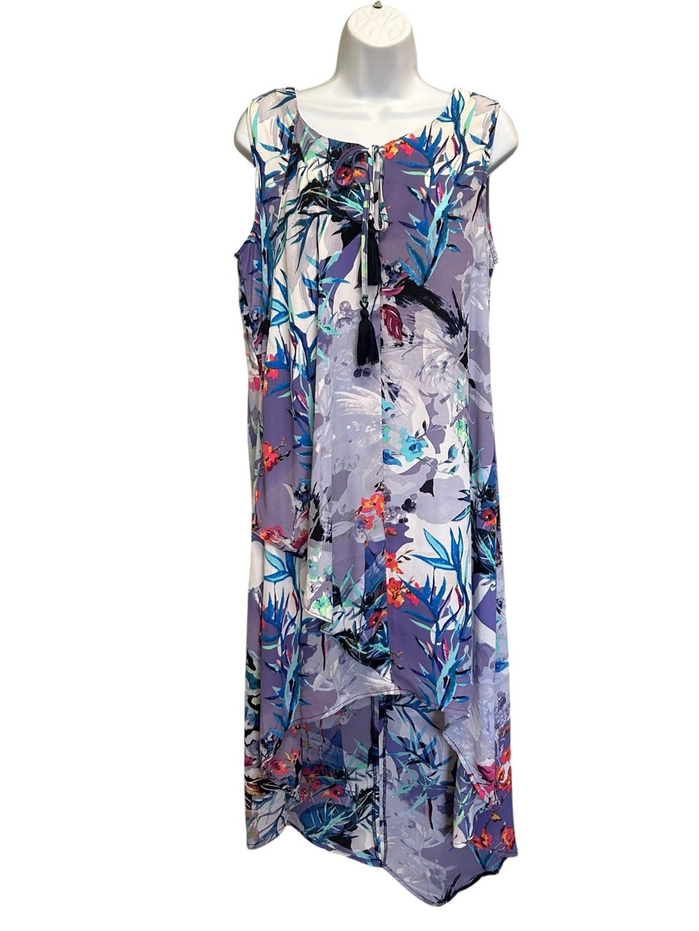 Cupio Purple Floral High-Low Chiffon Dress Size M